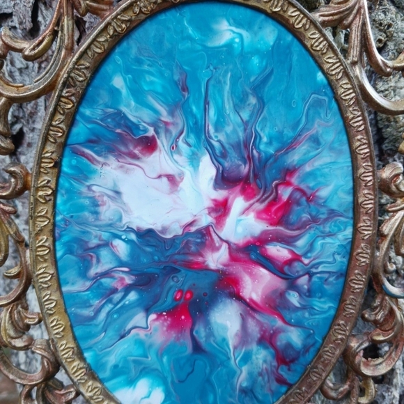 "Ghostly Reflections" Vintage Italy Ornate Frame Pour Painted - Picture 5 of 8